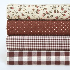 슈슈룸 花朵 格紋 圓點 布料組合包 布料 4件組 SH-002, 混合顏色, 1個