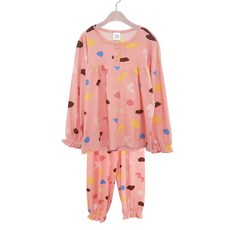 DINOBASSI 女童塗鴉印花長袖睡衣+長褲