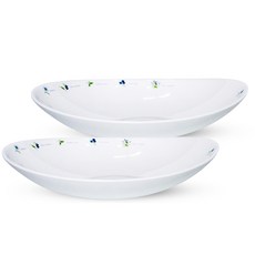 바칠레 유로피안 카모마일 타원 샐러드볼, 화이트, 2개