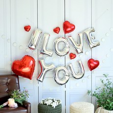PARTYHAE I Love You告白氣球愛心裝飾組, 銀色, 1套
