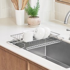 Steelworks 不鏽鋼伸縮碗盤瀝水架組, 1套, 單一顏色, 1層