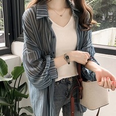 Soleil 女款雪紡寬鬆印花開襟衫