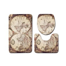 The Flow 小心翼翼的廁所之旅 世界地圖 浴室地墊 3件組 50 x 80 cm, 1套