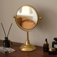 Monde Spot 復古世紀中期旋轉圓形化妝臺桌上鏡, 金色