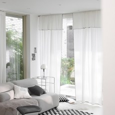 簡約線條窗簾, 白色