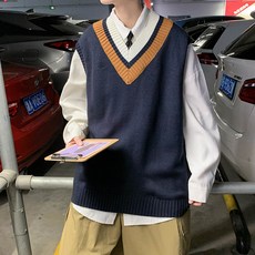 Black101男款Declen V字線條拼色背心 FC-2318984