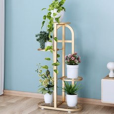 가드닝 철제 화분진열대, 골드, 4단