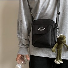 Baosle 簡約基本款尼龍斜背托特包, 黑色