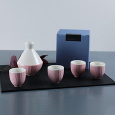 月鹽 陶瓷半德利家庭5件式可愛套組, 1套, 酒瓶 + 酒杯 4入