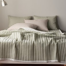 gBEDDING Riyoo格紋絎縫泡泡紗薄被, 卡其色