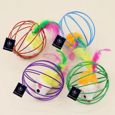 딩동펫 고양이 깃털 쥐꼬리 공놀이 장난감 4종 세트, 혼합색상, 1세트