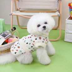 랜보어 반려동물 플라워 누빔 털안감 원피스, 타입A