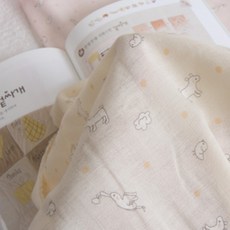 릴리패브릭 버드팡 이중 가제 부드러운 원단, 옐로우, 1개