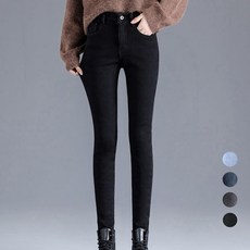 Elsso 女性高腰緊身刷毛牛仔褲