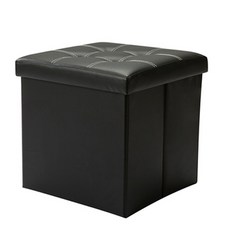 Eurun格紋縫線折疊收納箱, 黑色的, 1個