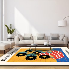 이정데코 플라워 포스터 물세탁 사계절 거실 러그