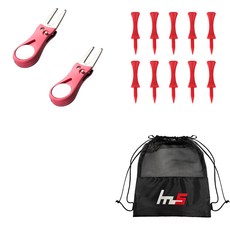 NAYASTYLE 高爾夫果嶺叉修補器 2入 + PE 高爾夫標準球梯 10入 + 收納袋組合 GFYP-38-3+169-4PU, 混合色