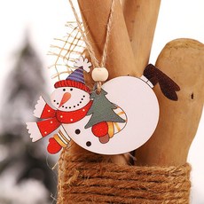 雪人造型木質聖誕掛飾 4入, 混合顏色