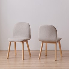 요즘공간 루나 소프트 패브릭 의자 방문설치, 오트밀그레이(패브릭), 내추럴(프레임), 2개