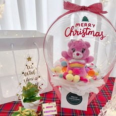 LOVELY FARM 聖誕快樂 角色娃娃氣球 + 壓克力樹 + 購物袋組合 Care Bears, Cheer Bear 粉紅色