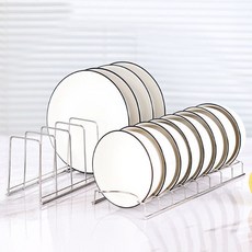 Market Plan 纖薄多用途碗盤收納不鏽鋼整理架 2件組, 銀色, 1套