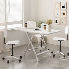 가구느낌 홈접이식 사각 철제 폴딩 테이블 1200 x 800 x 740 mm, 화이트 + 화이트