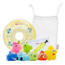 Yecomam 貓頭鷹游泳頸圈+LED沐浴玩具 7款 隨機出貨+網袋 S號, 貓頭鷹款(游泳圈)