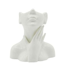 Marsh Marigold 半臉陶瓷花瓶, 白色