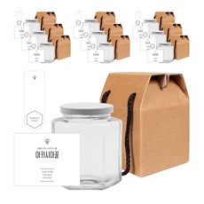 六角蜂蜜瓶 470ml+蓋子 白色+簡約洋槐蜜貼紙 L+封口貼+盒子組, 10組
