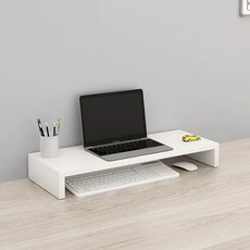 라라공방 원목 데스크 모니터 받침대 1단, 화이트