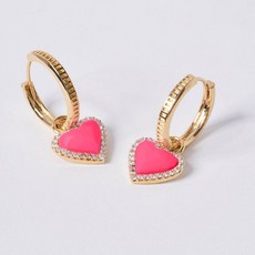 오에스티 여성용 핑크 볼륨 하트 패션 귀걸이