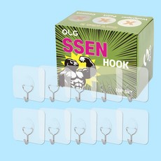 Olg 強力免釘黏貼式掛鉤 10入, 1個, 透明