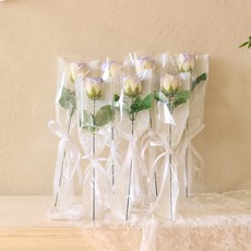 센트바스켓 비누꽃 쁘띠 장미 한송이 꽃다발, 수채화라벤더, 7개