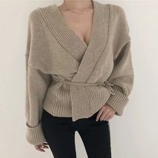 Goodif 女款綁帶針織裹身開襟衫