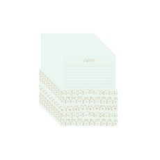TOCTOC 鍍金圖案印花信紙 4入+信封組 2入, 薄荷綠, 10組