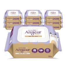 앙쥬르 실키 유아물티슈 캡형, 55g, 100매, 10개