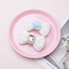 HAIRBOW 女童款粗花呢玫瑰髮夾 2種組