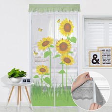 다샵 현관용 방문 자석 벨크로 부착형 모기장, 썬플라워