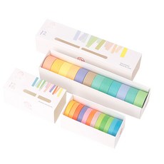 Indicay Fruit Macaron 膠帶 小號 7.5mm x 3m 12 種 + 中號 15mm x 3m 12 種套組, 混色, 1組