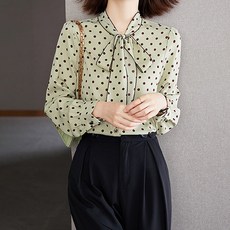 루나걸 파츄 도트 리본 긴팔 블라우스 L24SPBL120816