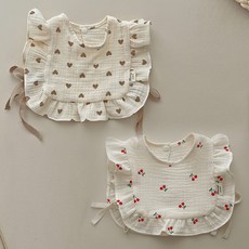 HARAROI 幼兒用花朵褶邊裝飾圍巾圍兜 2件組