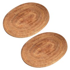 藤編橢圓形餐墊 2入, 單一顏色, 40 x 30 cm
