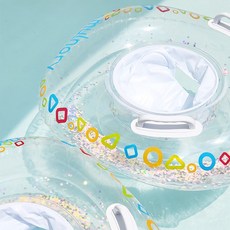 mulnory 嬰幼兒用韓國製珍珠亮粉氣墊學步車泳圈, 透明, 1個