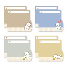 雪白比熊便條紙 4種組 23-7125, 混色, 2套