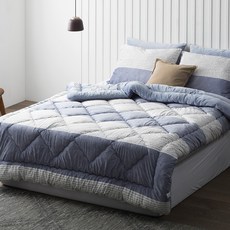 BONNIE LOUISE Leash拼色超細纖維絎縫薄被, 城市藍色