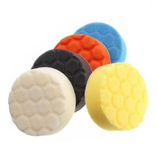 六角拋光墊 5件組 8cm, 1個, 白色, 橘色, 黑色, 黃色, 藍色