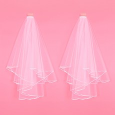 joyparty 婚禮頭紗 面紗, 2個, 白色
