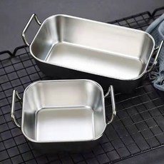 附把手方形碗2件組, 銀色, 1套