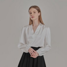 Gembling 女款長袖V領絲質正裝襯衫罩衫