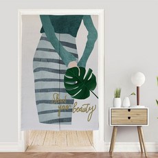 Vinterior人物線條畫雙開式隔間門簾 附桿, TYPE 15